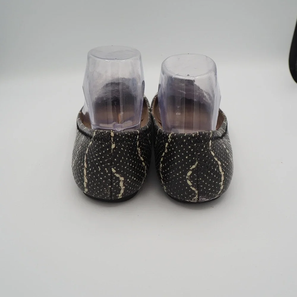 Tory Burch Reva Mojave Print Leather Ballet Flats US 8.8 Snake Shoes Casual Chic